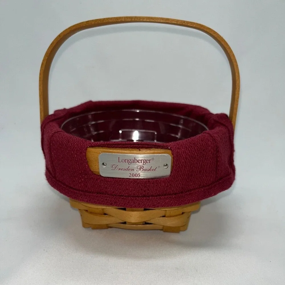 2005 Longaberger Dresden Small Basket Paprika Red Fabric Liner Protector
